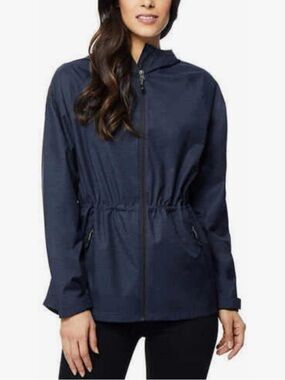 32 Degrees Black Zip-Up Utility Jacket with Drawstring Waist